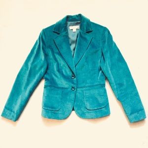 Teal velvet blazer jacket (lined)